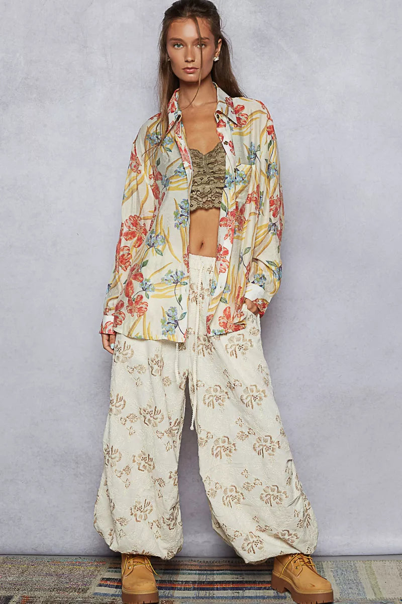 Floral Print Button Down Long Sleeve Shirt