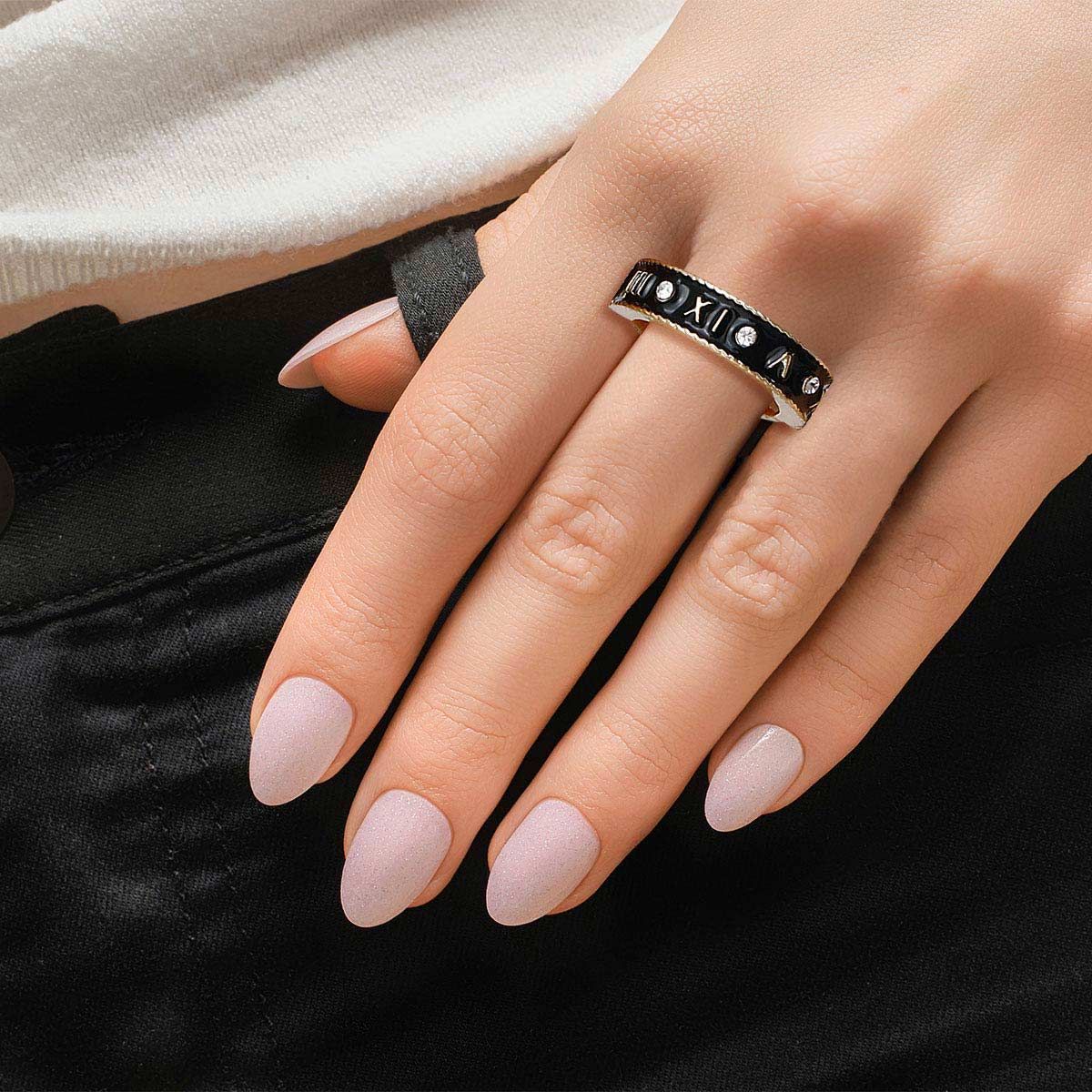 Roman Numeral Ring Black Stylish Statement Jewelry Accessory