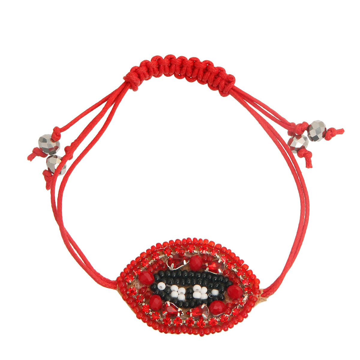 Friendship Bracelet with Red Lips Accent – Trendy Fashion Jewelry Accessory