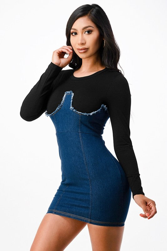 Rib Cage Mini Denim Dress