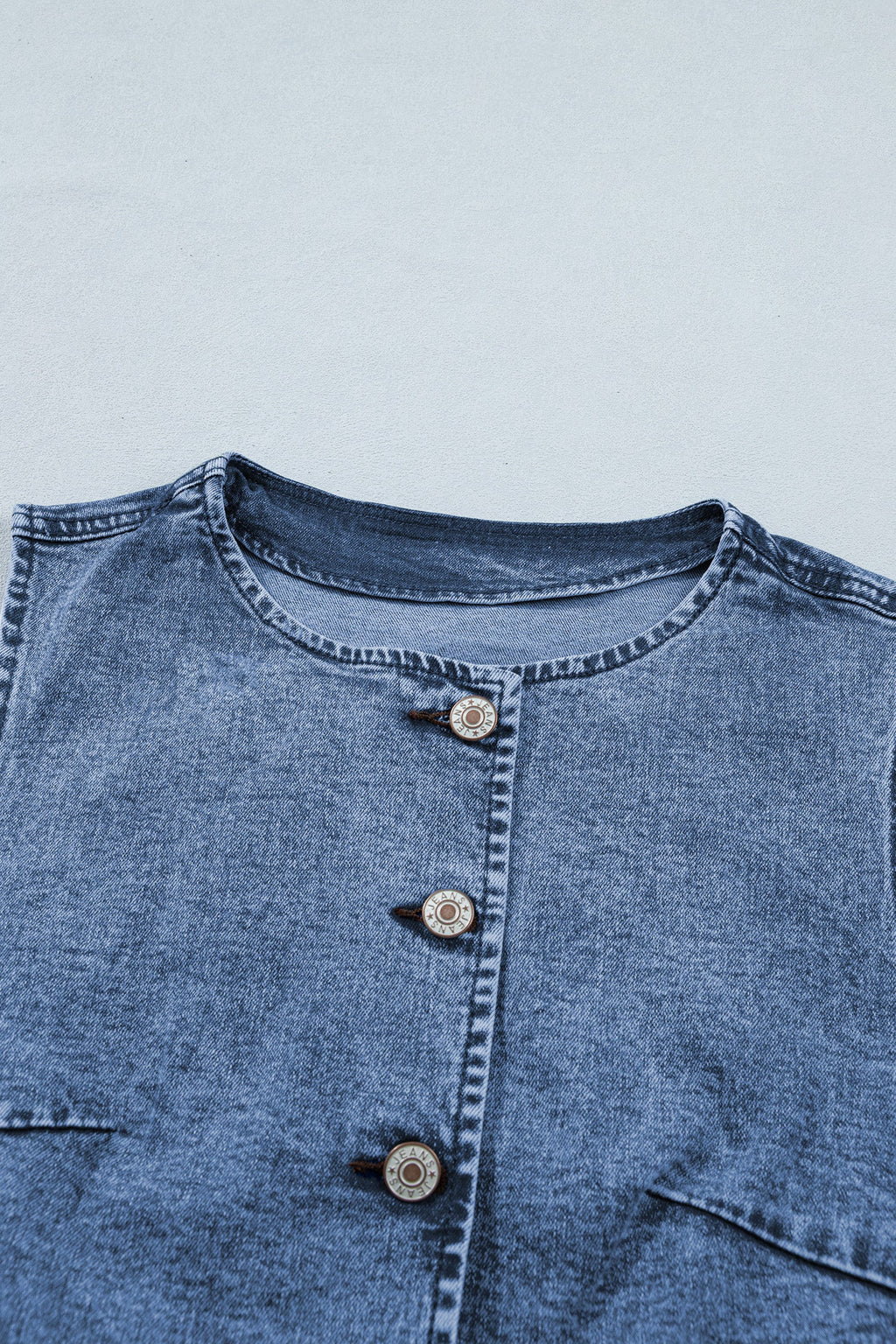 Ashleigh Blue Buttoned Front Slit Denim Vest