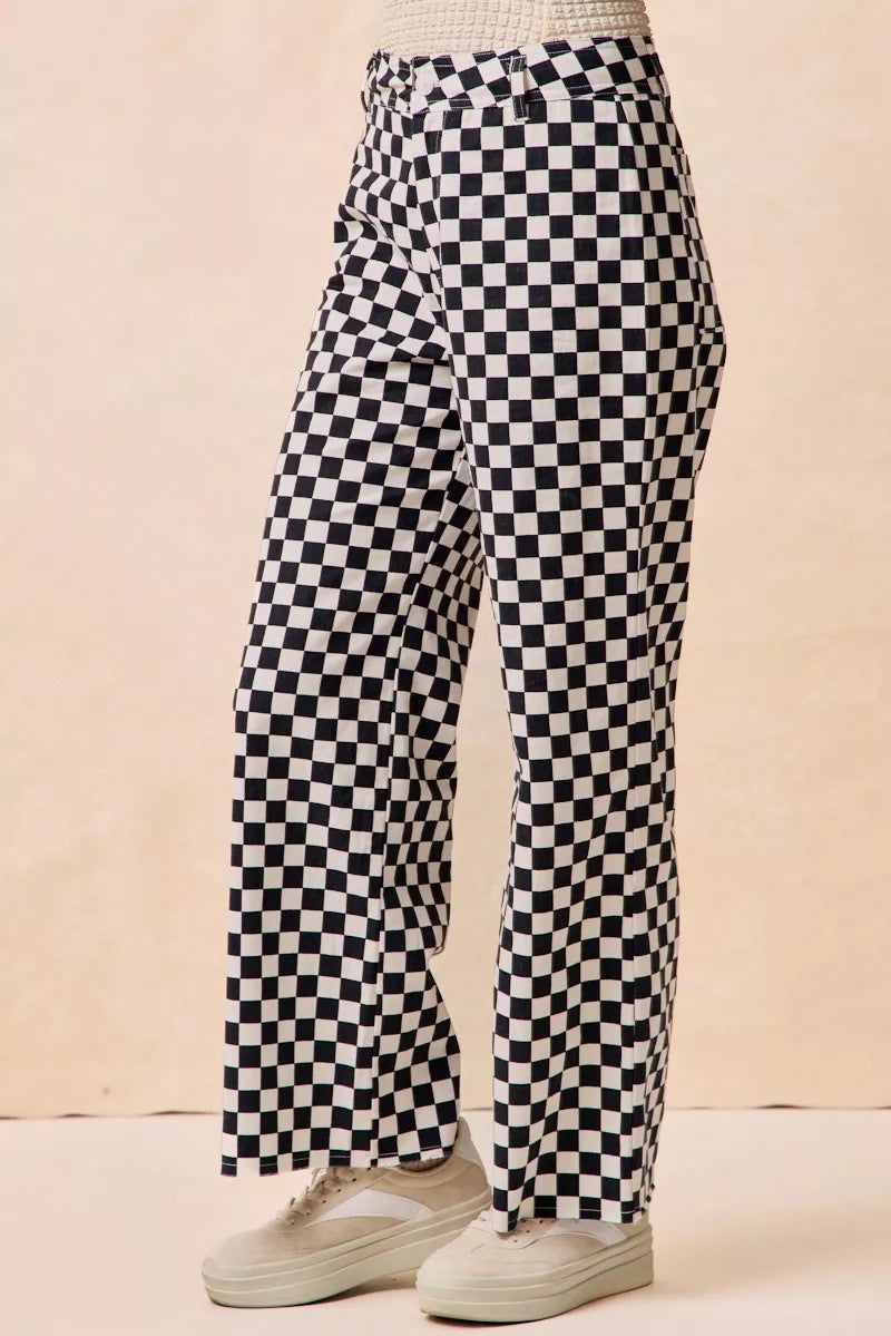 Gameday Theme Checkered Printed Pants