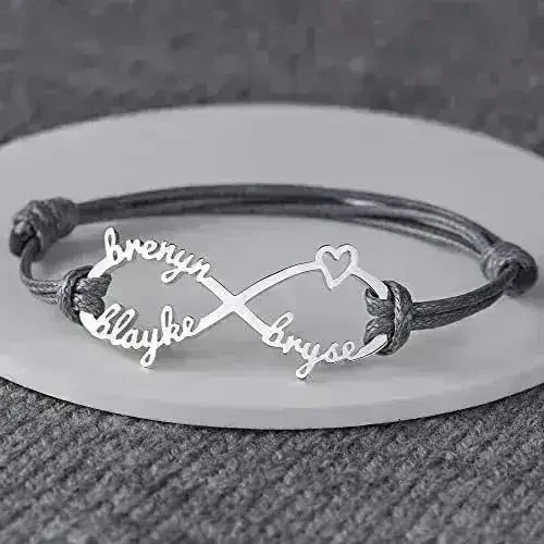 Custom Name Infinity Bracelet | Sterling Silver Mom Jewelry