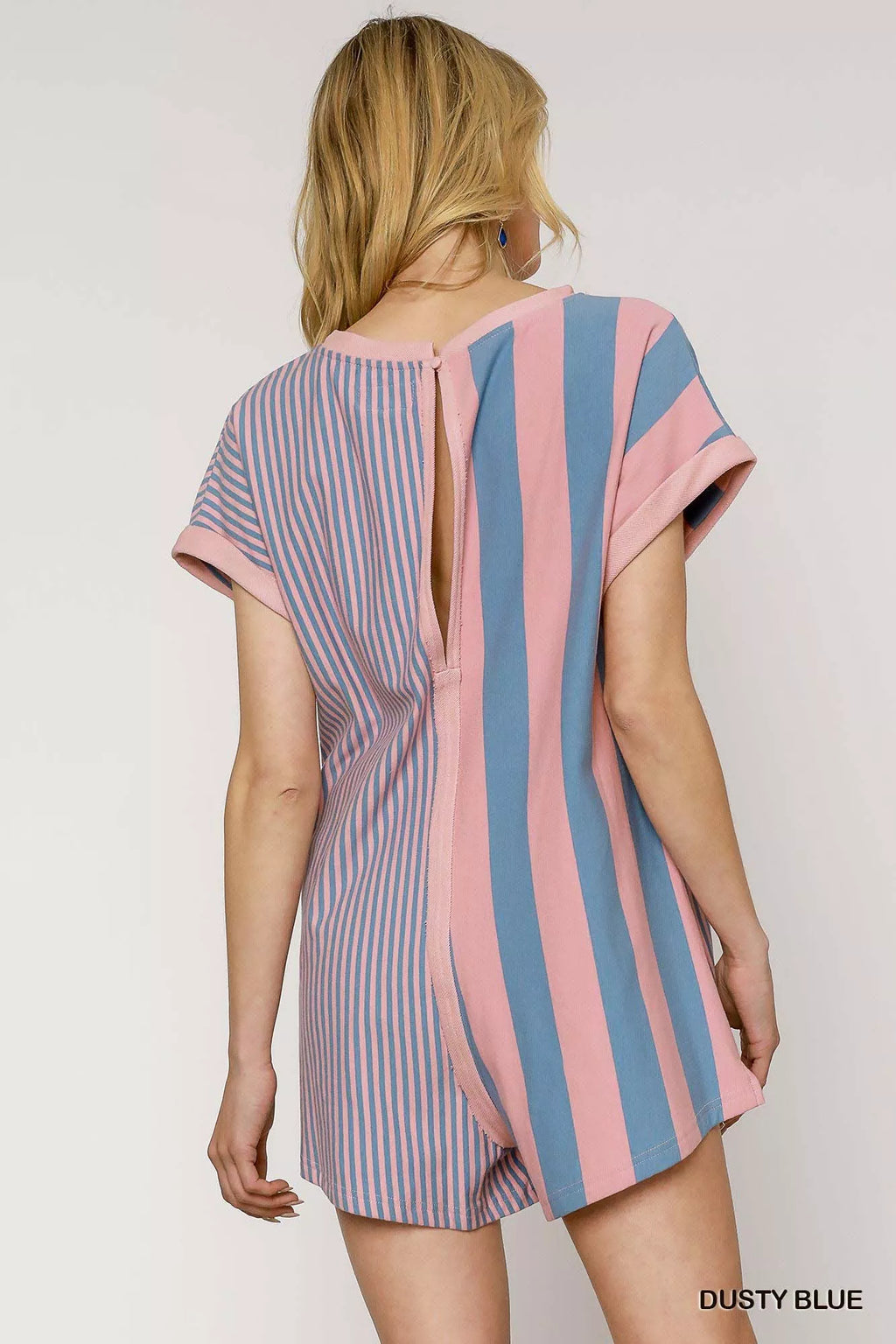 Mixed Striped Short Sleeve Romper