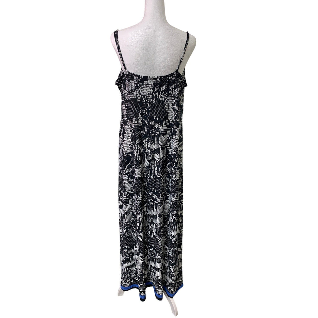 Milano Womens Large Thin Strap Geometric Pattern V Neck Flowy Maxi Dress