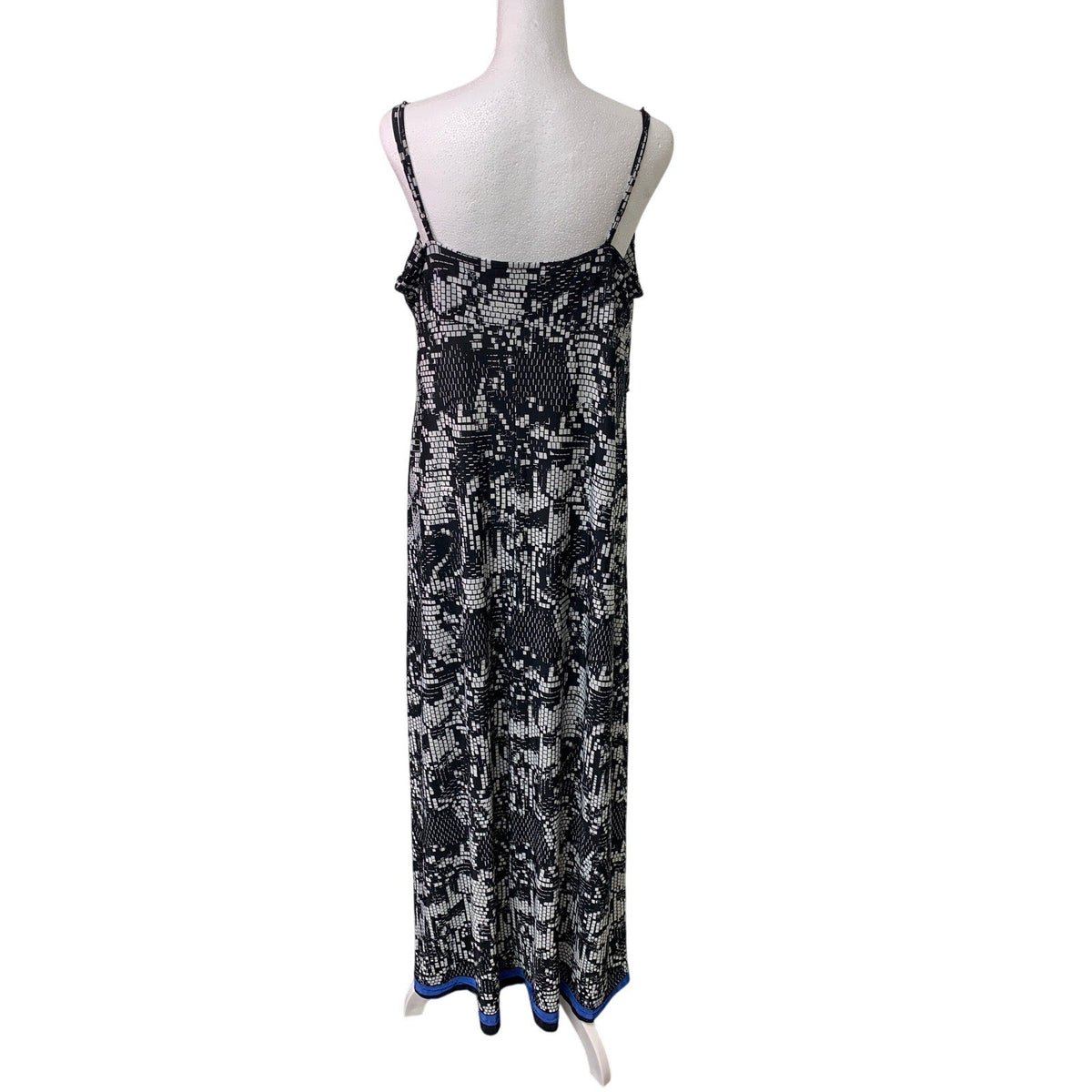 Milano Womens Large Thin Strap Geometric Pattern V Neck Flowy Maxi Dress