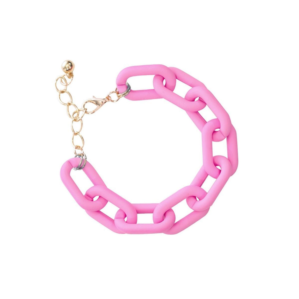 Chain Bracelet Pink Rubber Coated Stylish Fashion Jewelry Accessory