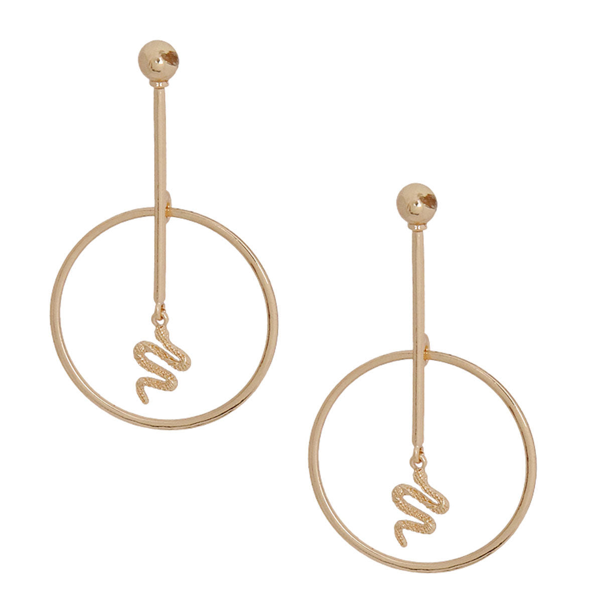 Charm Earrings Gold Bar Round Snake Trendy Statement Jewelry