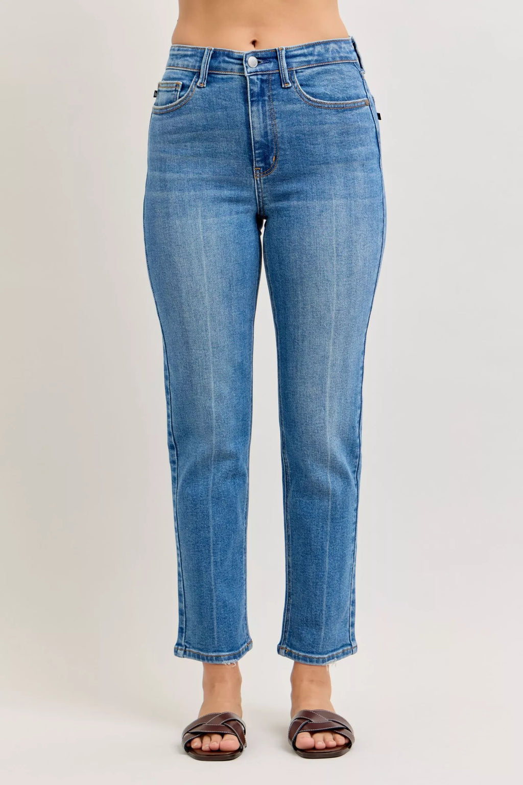 High-Waisted Straight-Leg Jeans