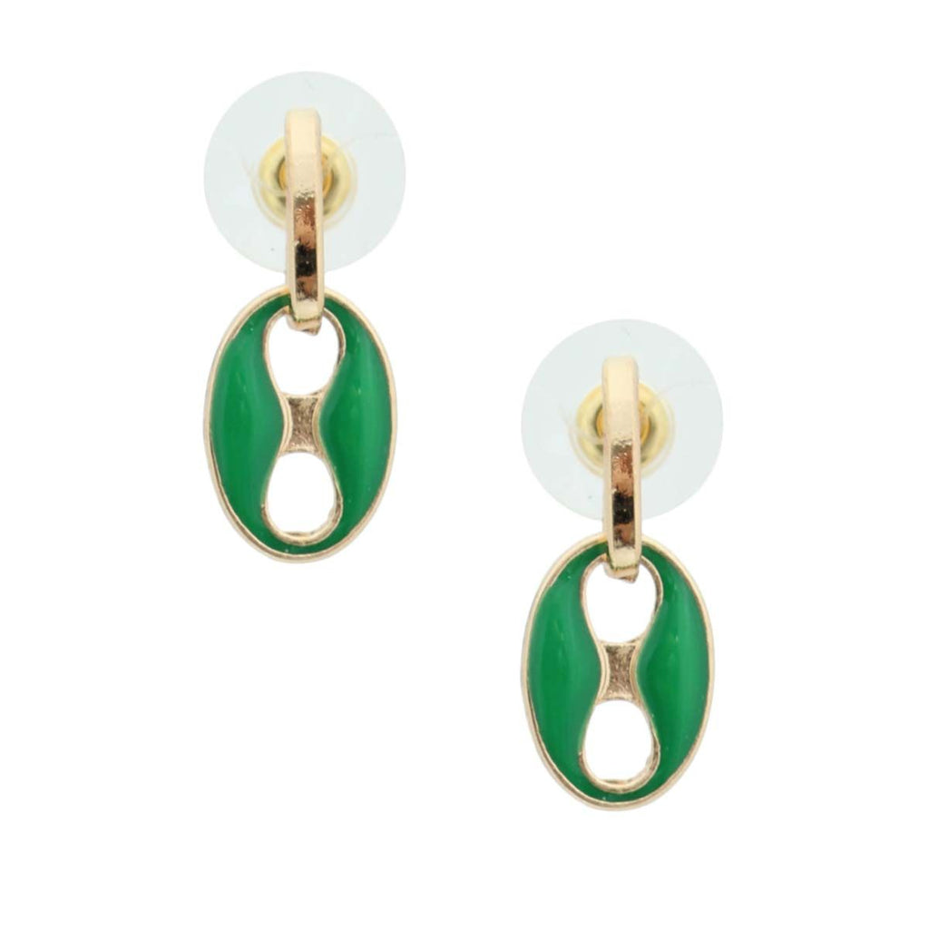Statement Mariner Earrings Green Gold Stylish Fashion Jewelry