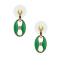 Statement Mariner Earrings Green Gold Stylish Fashion Jewelry