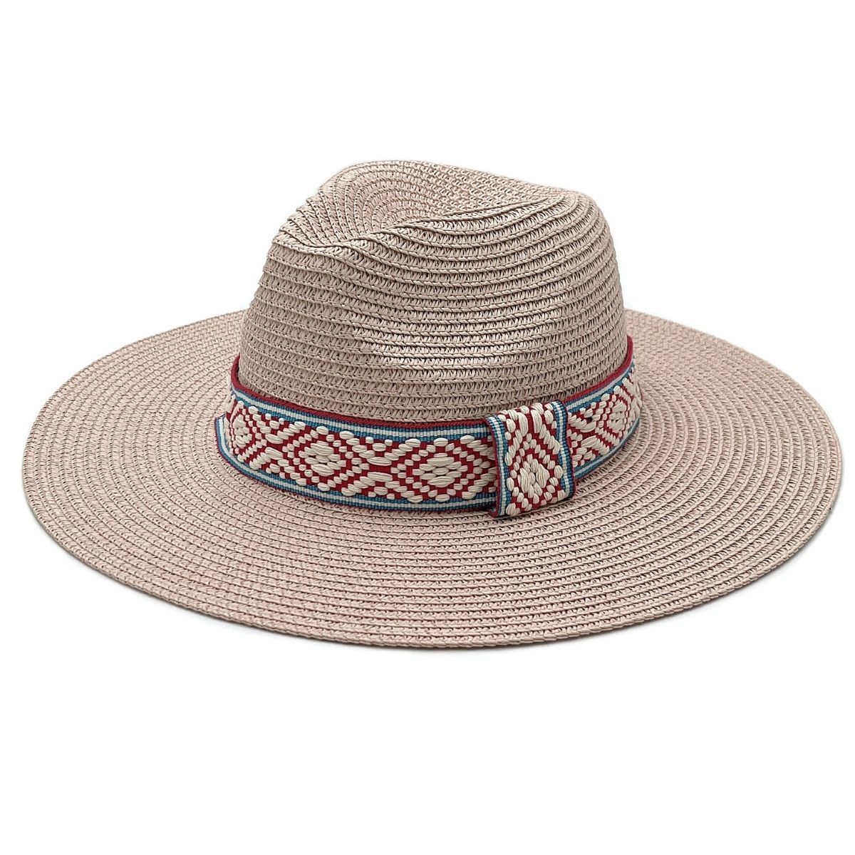 Straw Fedora Hat Pink Panama Stylish Casual Accessory