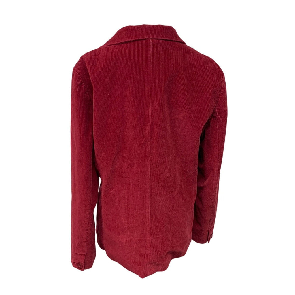 LL Bean Womens 14 Regular Cotton Blend Red Corduroy Long Sleeve Button Up Jacket