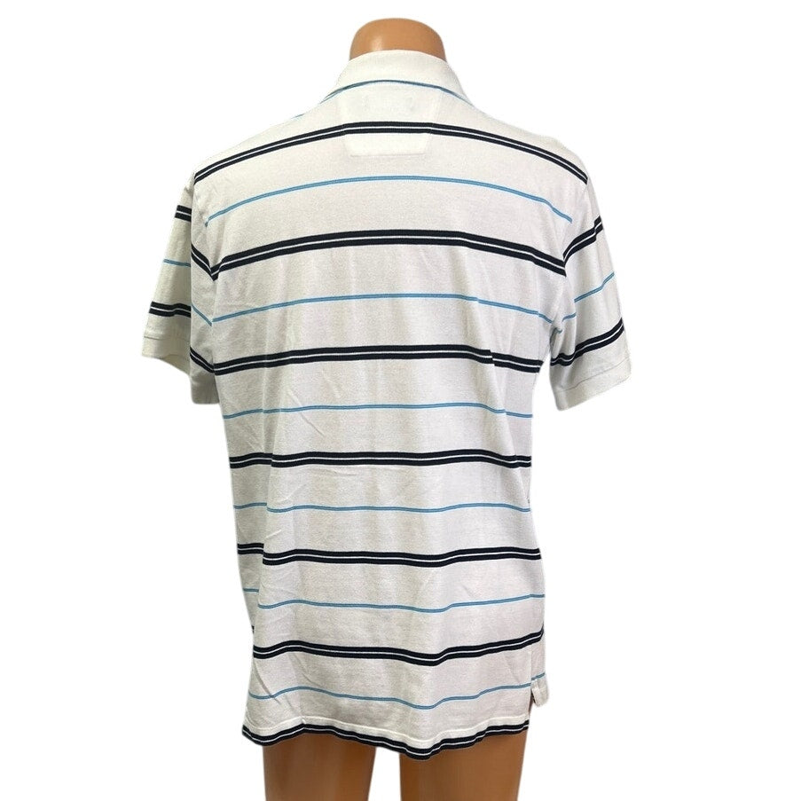 Nautica Mens Large Multi Striped 100% Cotton Short Sleeve Collared Polo Shirt
