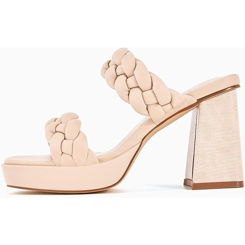 New Coutgo Womens Size 6.5 Off White Cream 4" Platform Heel Open Toe Sandals