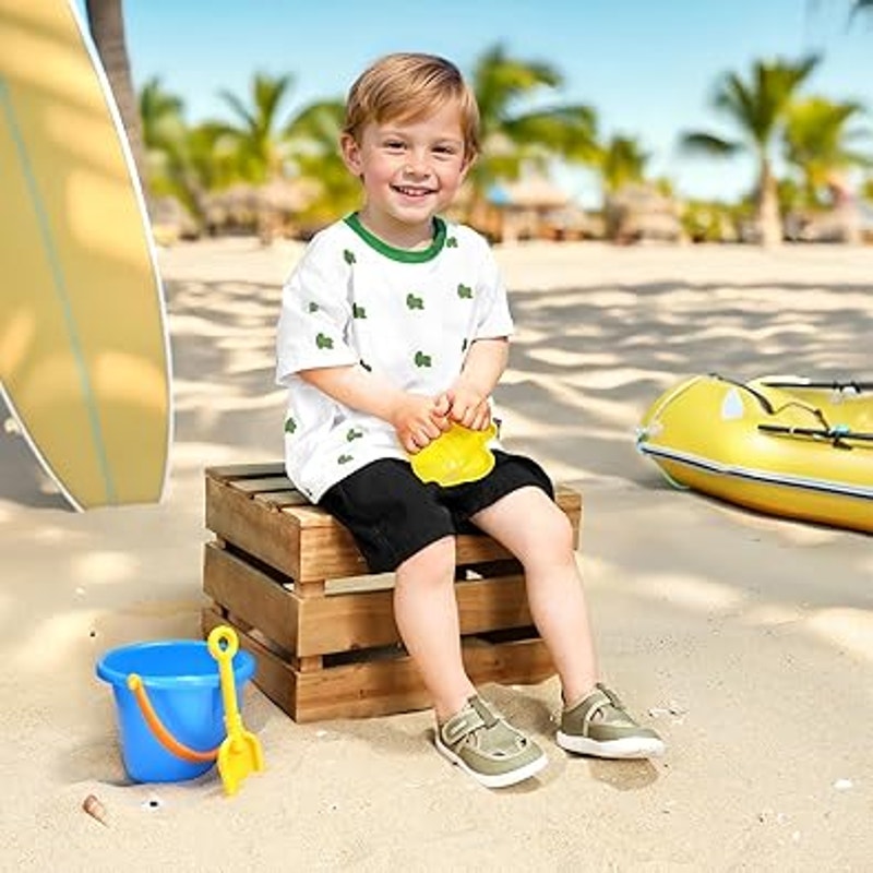 STQ Kids Toddler Boys 6 Green Hook Loop Wide Toe Box Non Slip Zero Drop Shoes