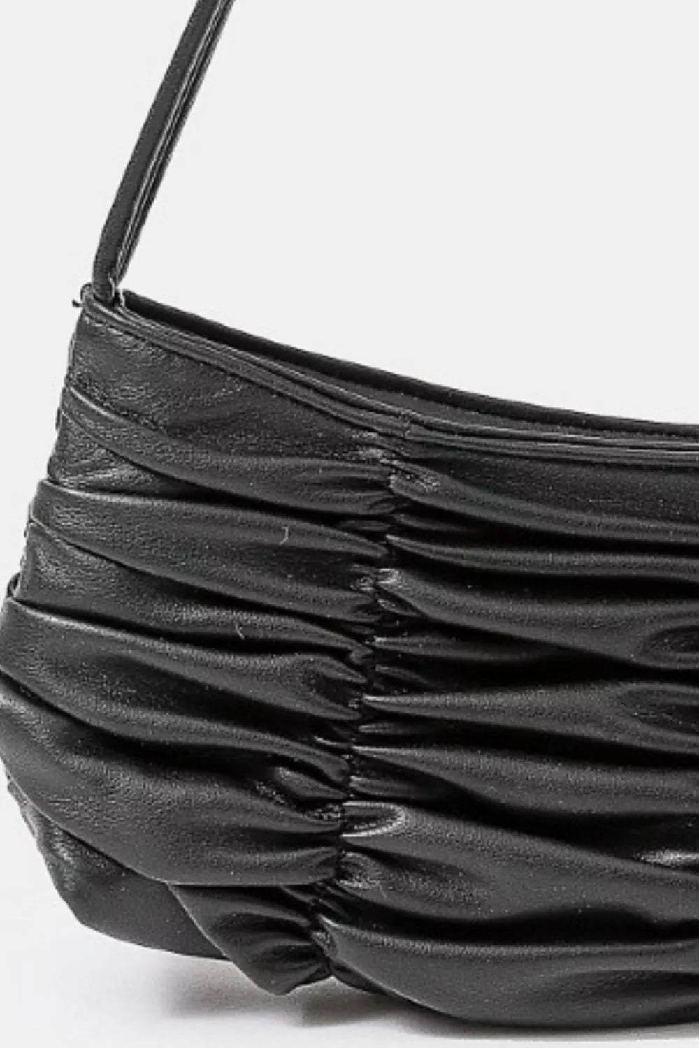 Segmented Pleated Faux Leather Hand Bag