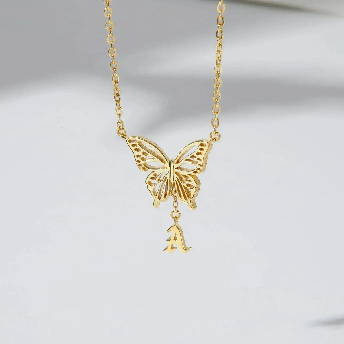 Custom Letter Necklace, Initial Jewelry, Initial Butterfly Necklace