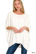 Raised Ribbed Bat Sleeve Top