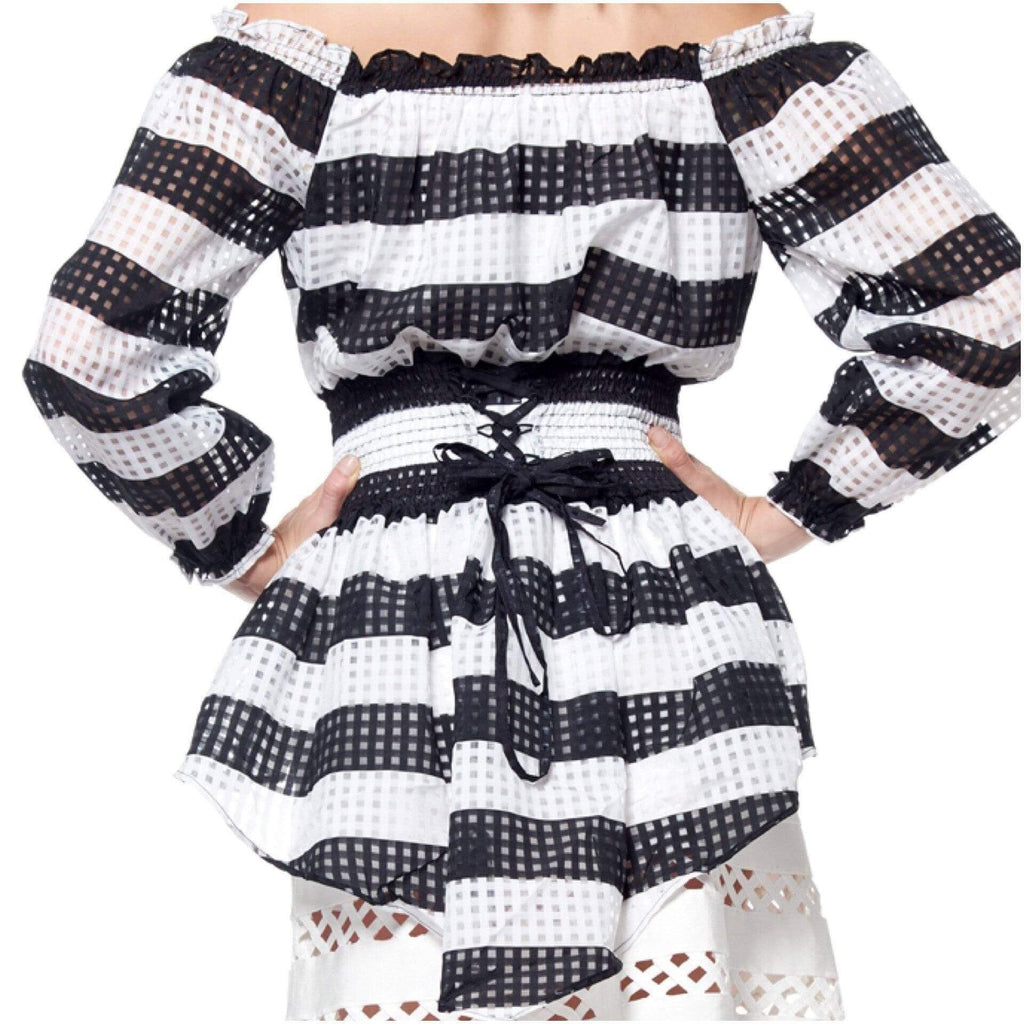 Striped off Shoulder Peplum Top