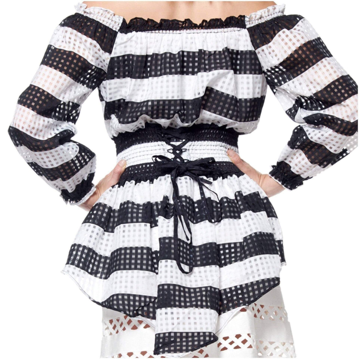 Striped off Shoulder Peplum Top