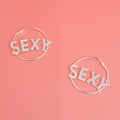 Rhinestone Hoop Earrings Silver Sexy Statement Jewelry
