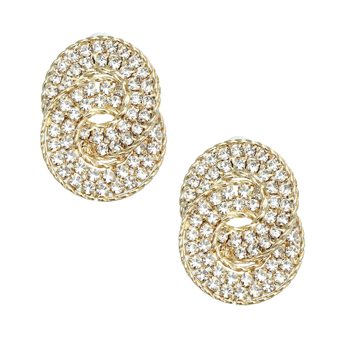 Ring Stud Earrings Gold Crystal Hooked Stylish Statement Jewelry