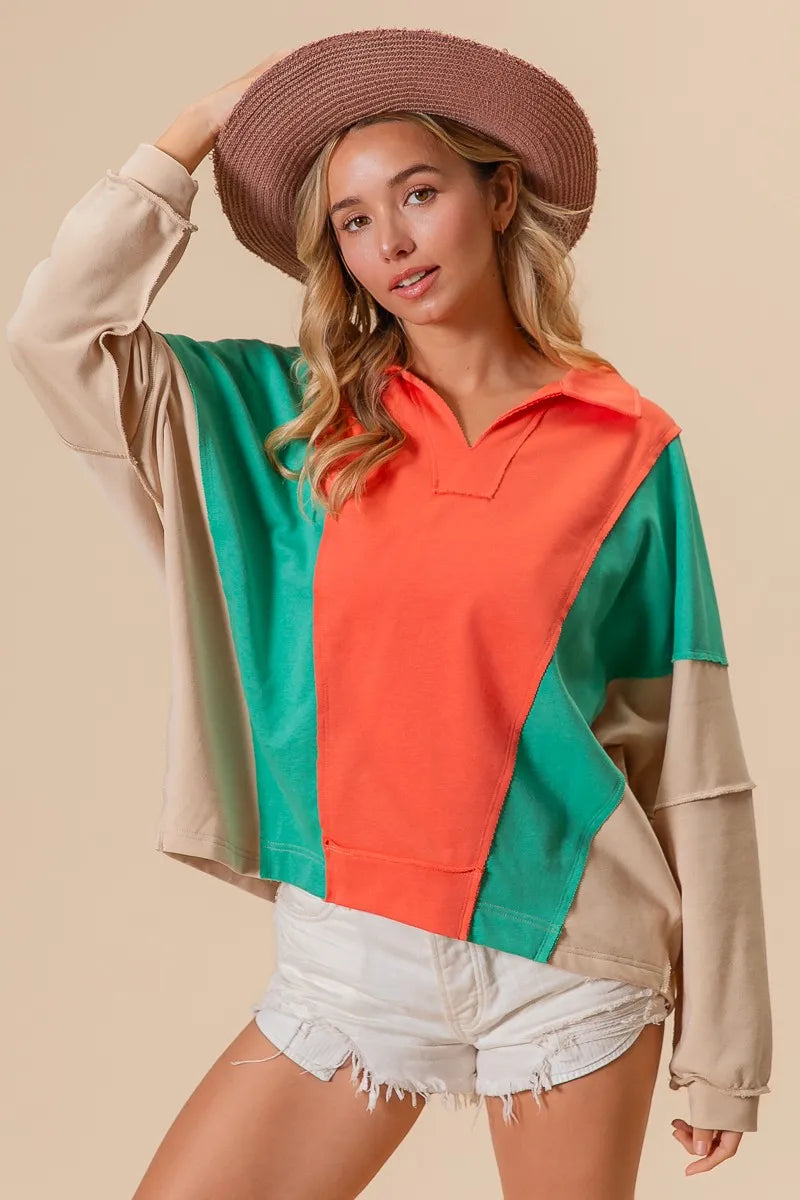 Colorblock Exposed Seam French Terry Sweatshirt