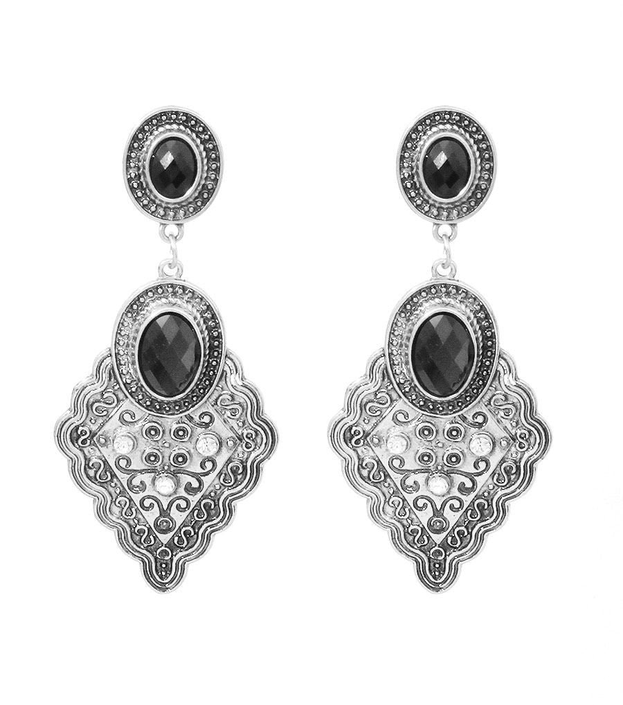 Silver Metal Drop Earrings Stylish Statement Jewelry
