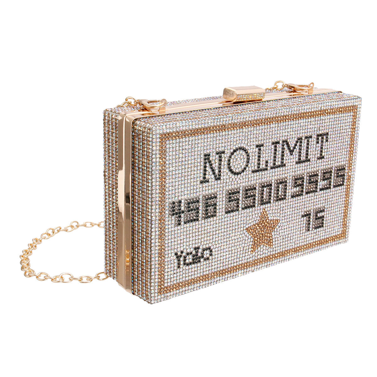 Fashion Clutch Silver No Limit Card Bling Stylish Statement Accessory