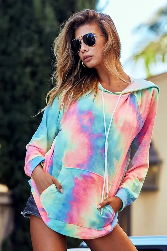 Tie Dye French Terry Hoodie with Kangaroo Pocket