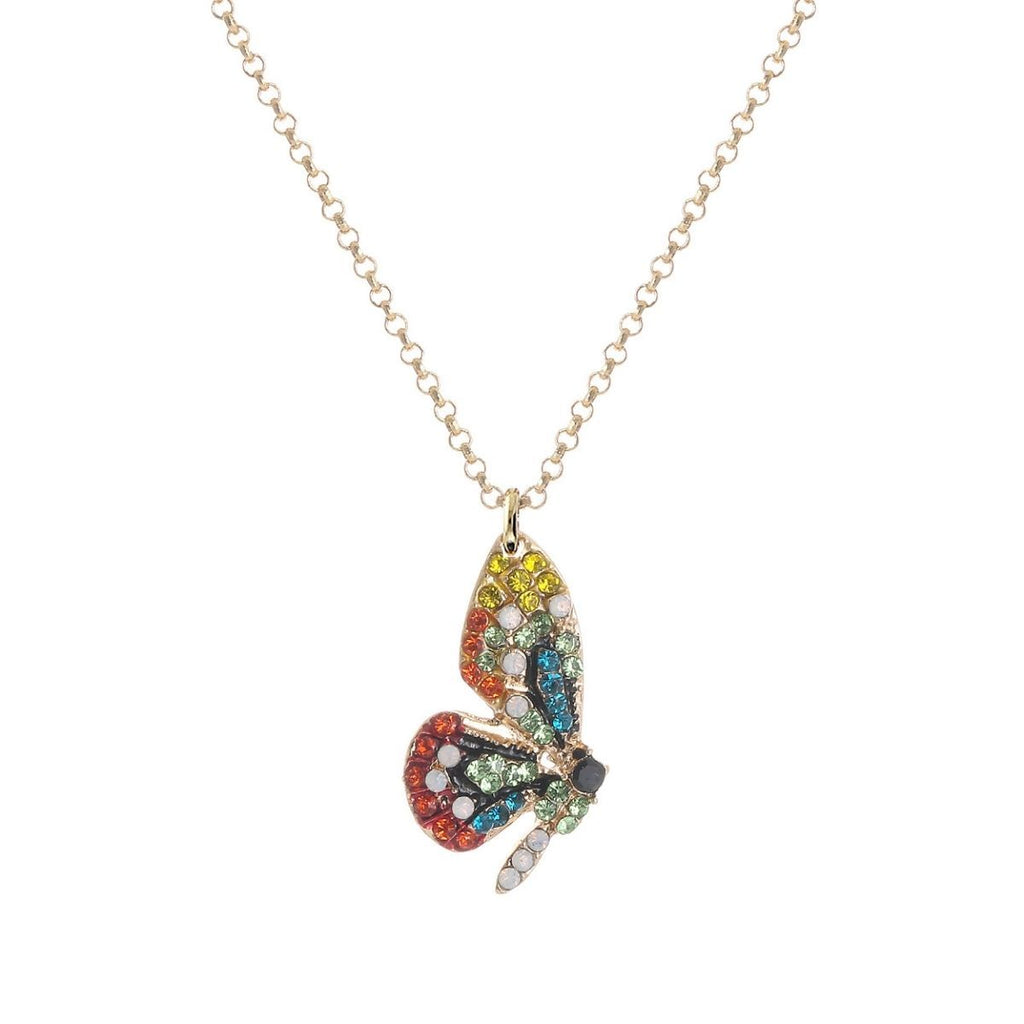 Statement Necklace Rainbow Rhinestone Butterfly Wing Stylish Jewelry Accessory