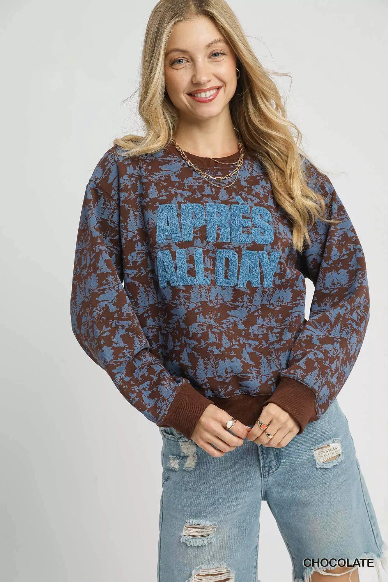 Scenic Print Cropped Sweatshirt