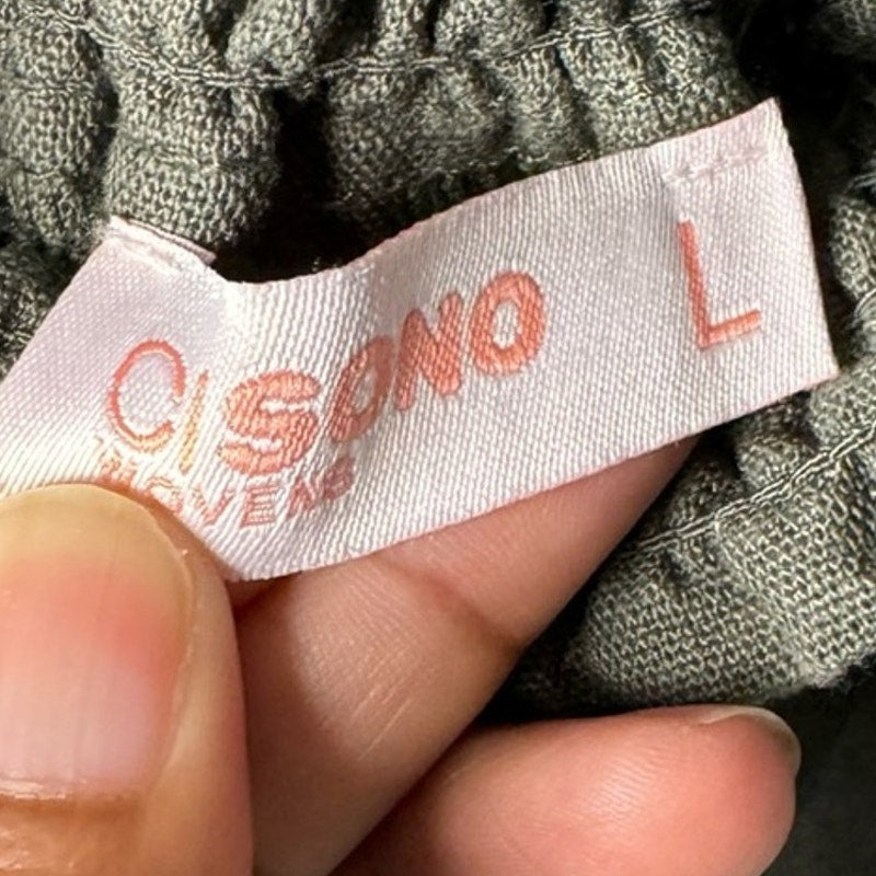 Cisono Juniors Large Olive Adjustable Smocked Waist Drawstring Pants w Pockets