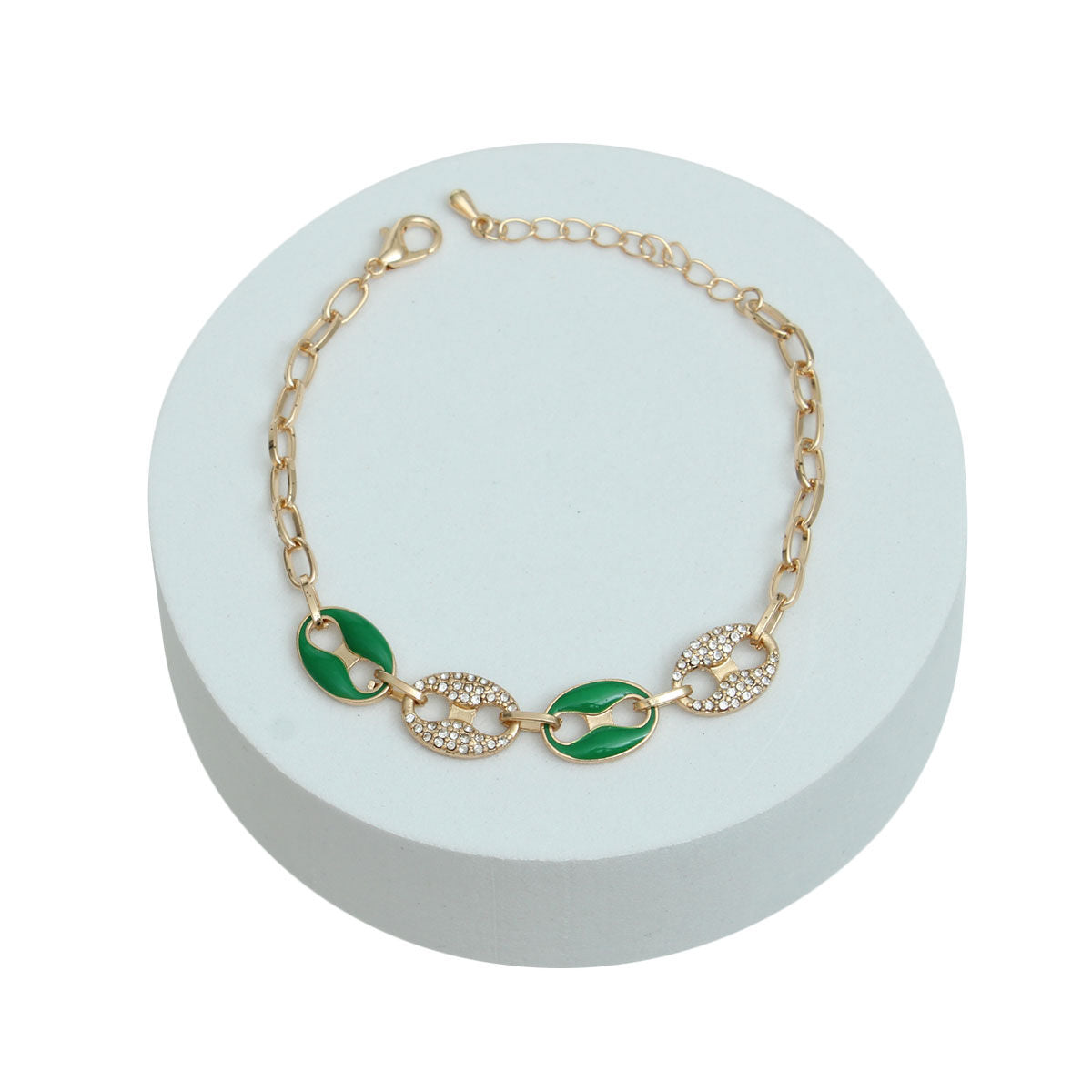 Mariner Chain Bracelet Green Gold Stylish Statement Jewelry