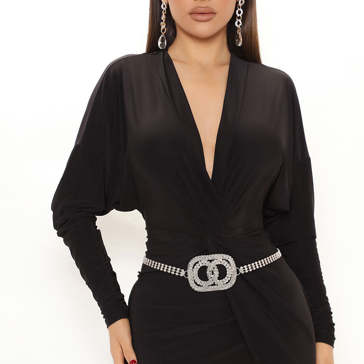 Chain Belt Silver Embellished Infinity Link Stylish Fashion Accessory
