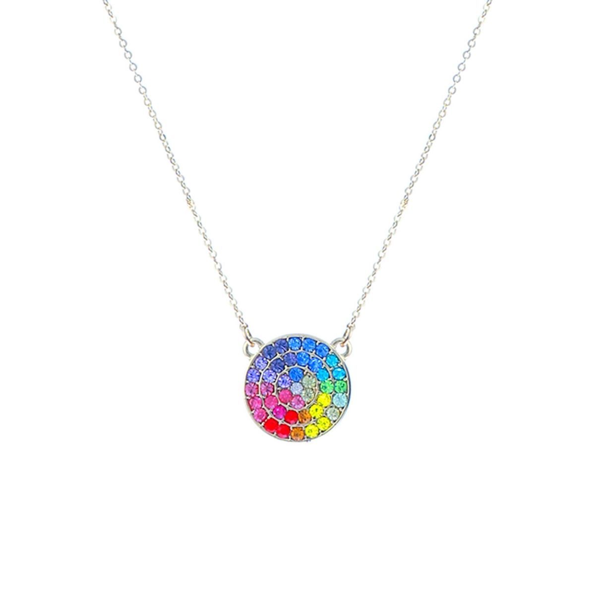 Statement Gold Chain Necklace with Rainbow Circle Pendant, Trendy Fashion Jewelry