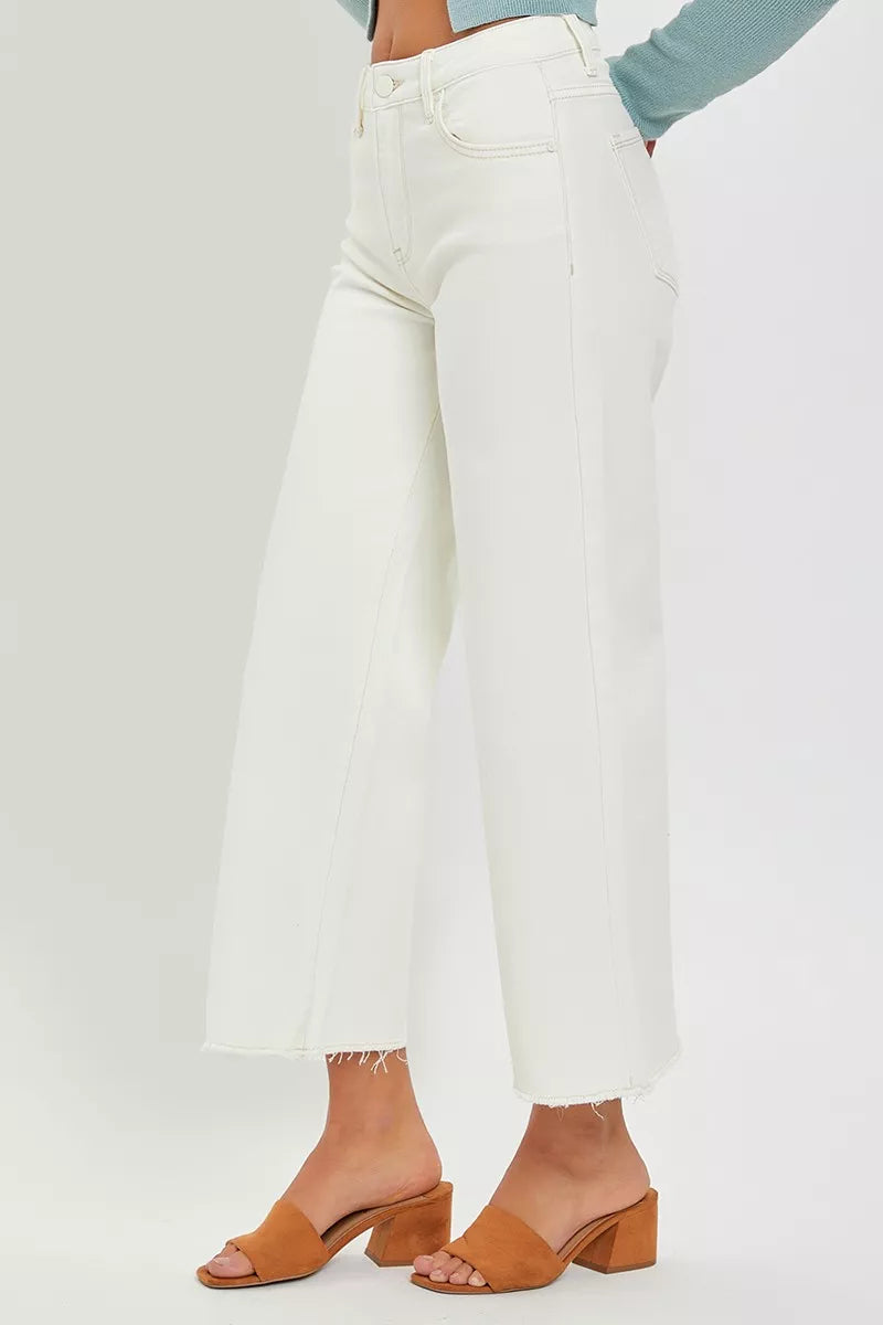 Tummy Control High Rise Crop Wide Jeans