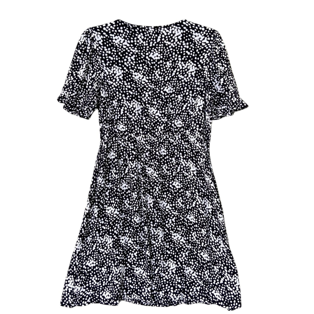 Maurices Womens Small Short Sleeve Black Dot Button Front A Line Dress w Pockets