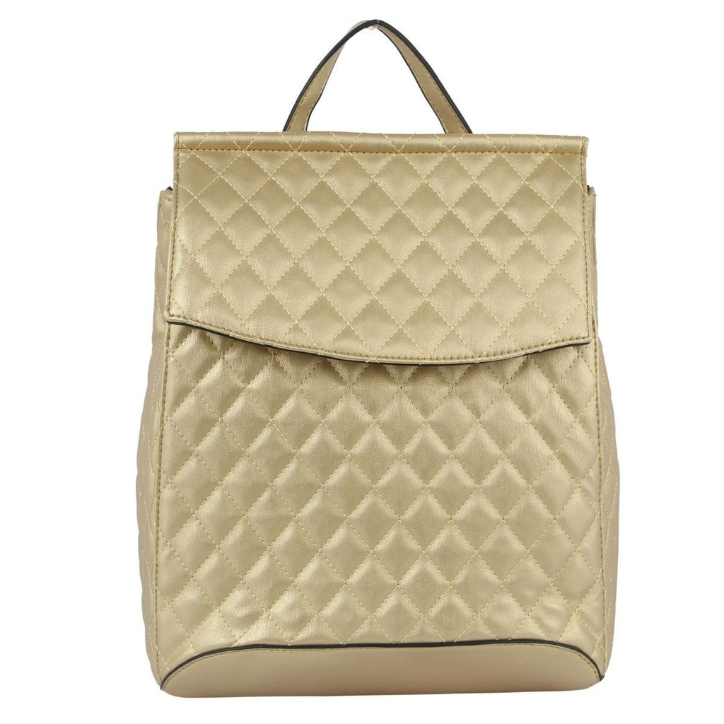 Fashion Backpack Quilted Convertible Gold Stylish Chic Accessory