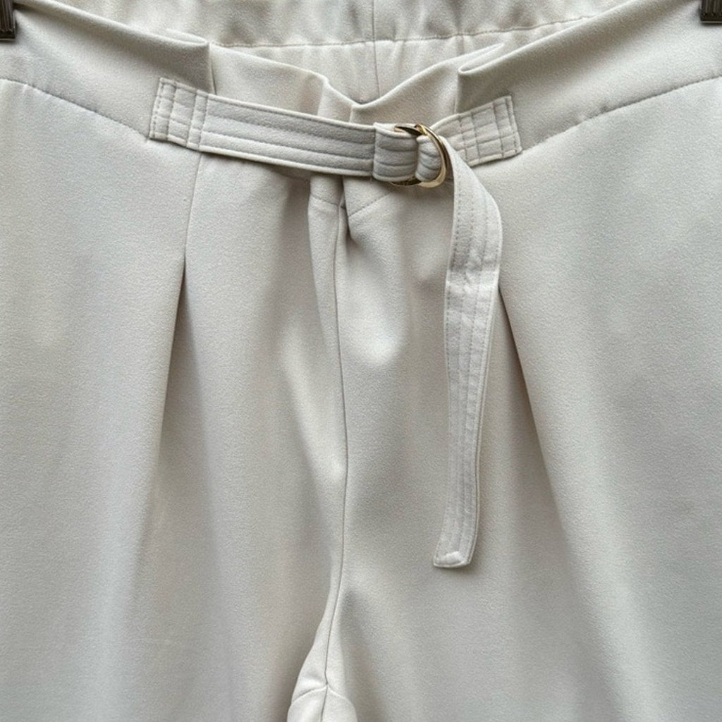 DKNY Womens Large PolySpandex Pleated Front Belted Capri Pants w Pockets
