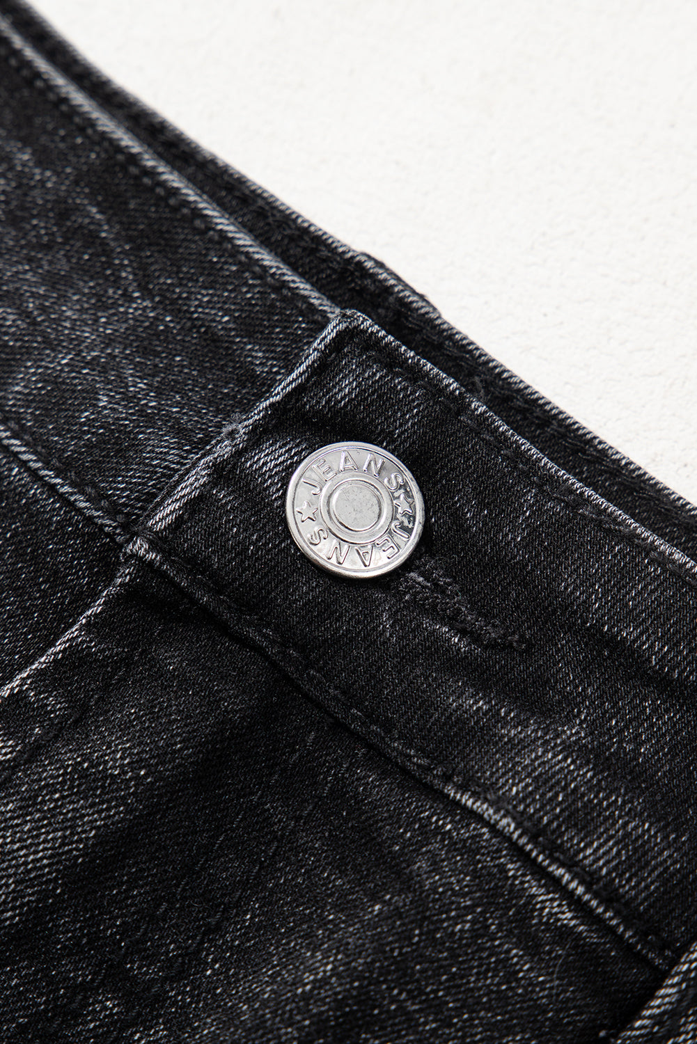 Carbon Grey Mineral Wash Ripped Raw Hem Denim Mini Skirt