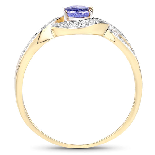 0.75 Carat Genuine Tanzanite .925 Sterling Silver Ring