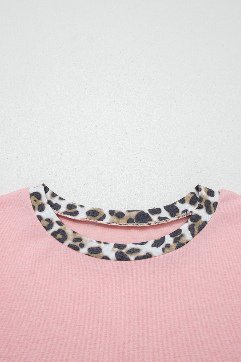 Light Pink Color Block Leopard Patchwork Dolman Sleeve High Low Baggy Sweatshirt