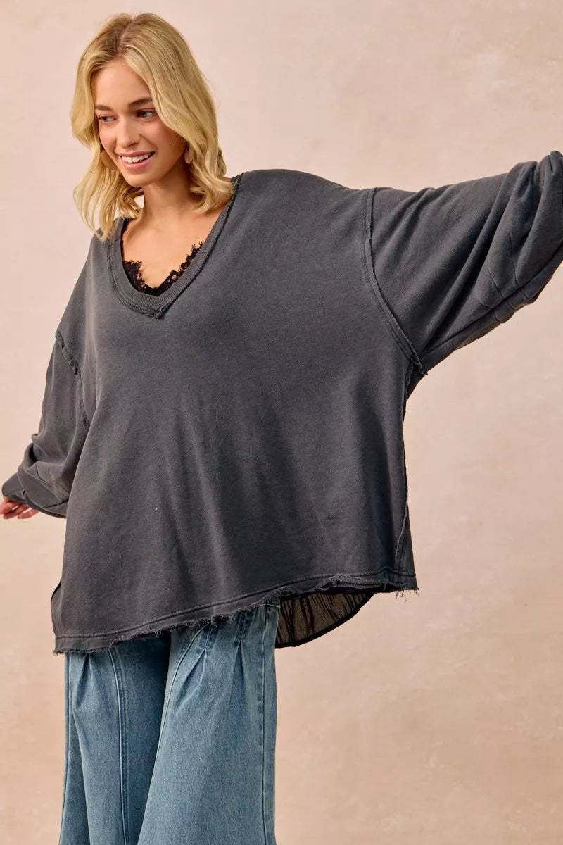 Mineral Washed French Terry Oversized Sweatshirt