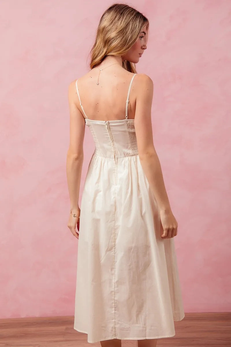 Smocked Sleeveless Casual Everyday Dress With Slit