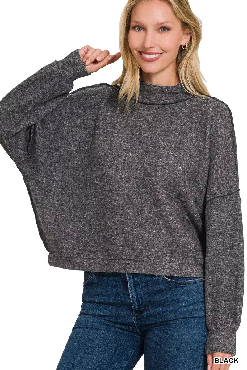 Brushed Melange Hacci Cropped Sweater