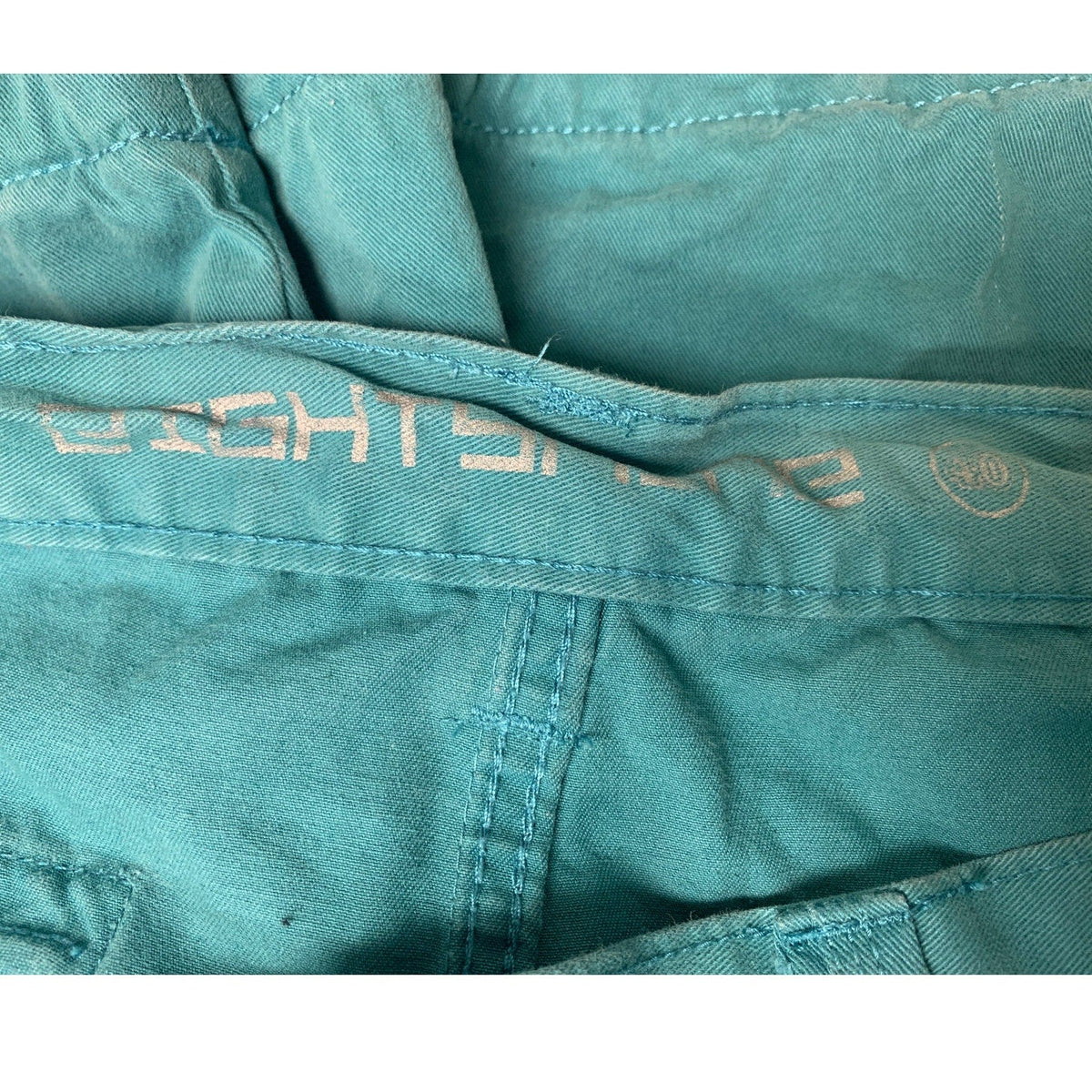 EightyNine Mens Size 40 Teal 100% Cotton Drawstring Leg Rough Edge Cargo Shorts