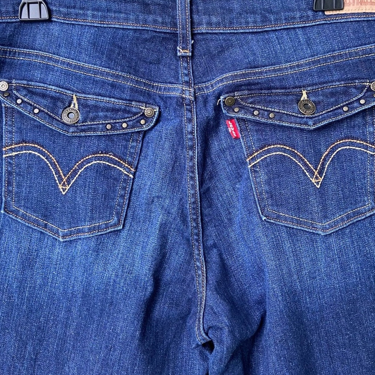 Levis Womens Size 10 Cotton Blend 515 Bootcut Dark Blue Denim Jeans w Pockets