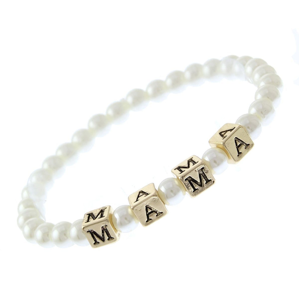 Pearl Gold MOM Bracelet Cream Stylish Fashion Jewelry